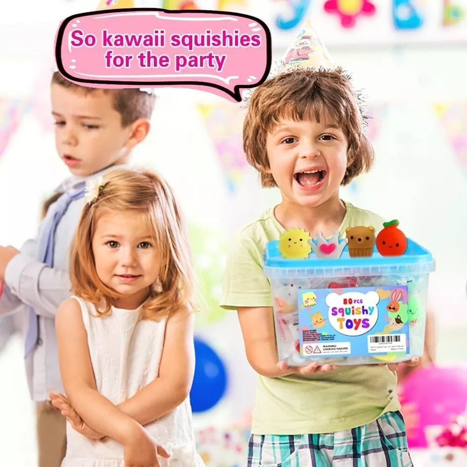 80Pcs Party Favors for Kids 4-8, Kawaii Squishies Mochi Squishy Toy Bulk Fidget