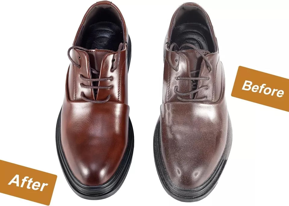 4-Piece Horsehair Shoe Brush Shine Kit, Shoe Polish Kit, Leather Shoes Boot Clea