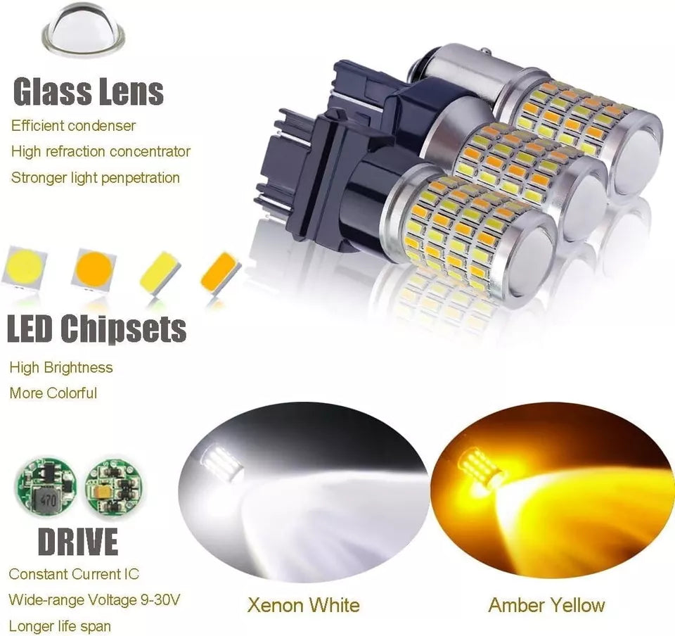 Super Bright 3157 4157 3155 3457 Switchback LED Bulbs with Projector Replacement