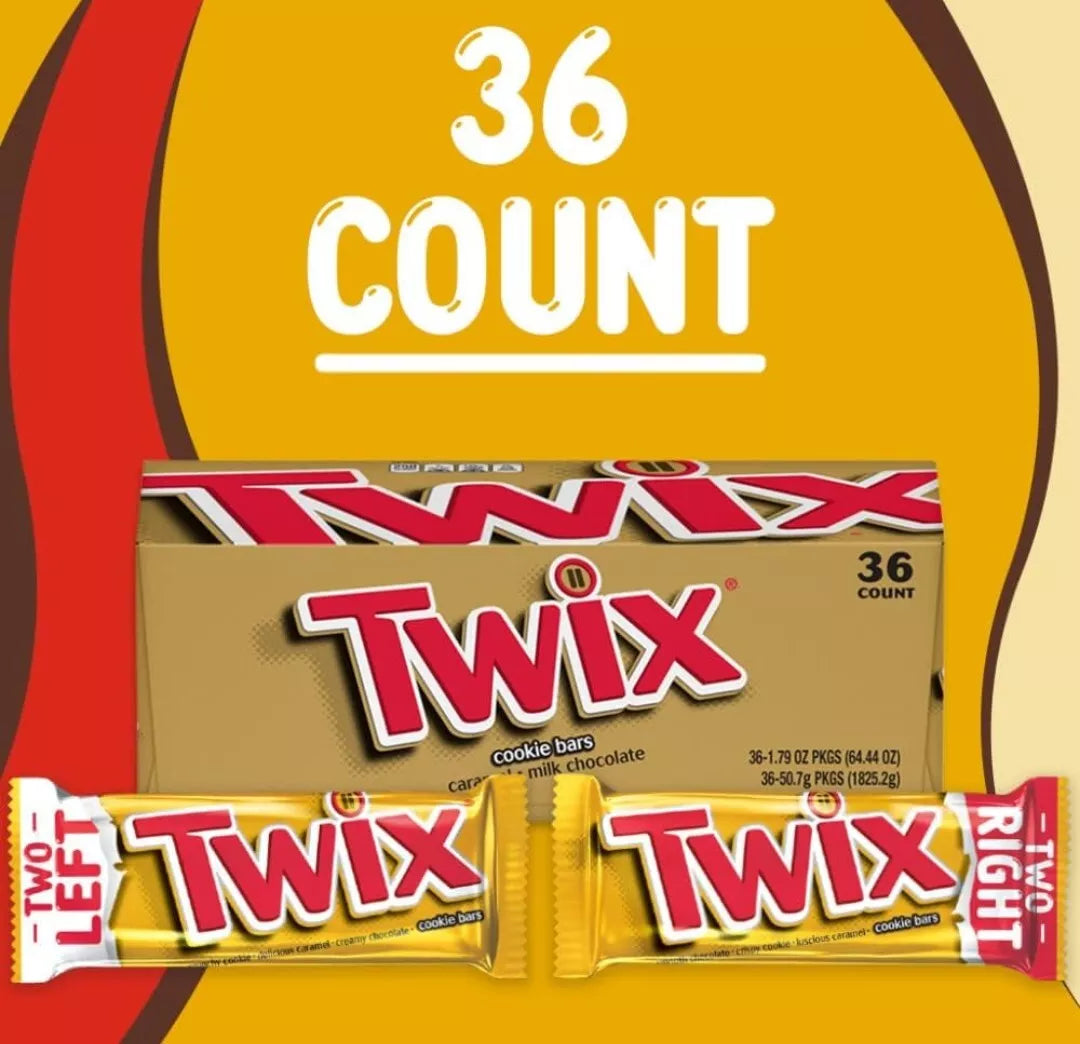 Twix Caramel Cookie Chocolate Candy Bars, Full Size, 1.79 oz., 36 pk.