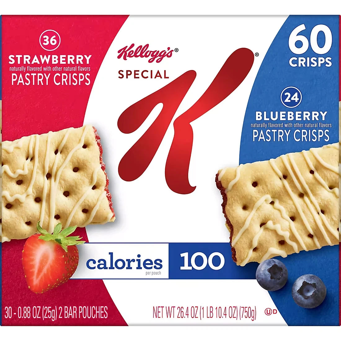 Kellogg's Special K Pastry Crisps Breakfast Bars Variety Pack, 60 pk.