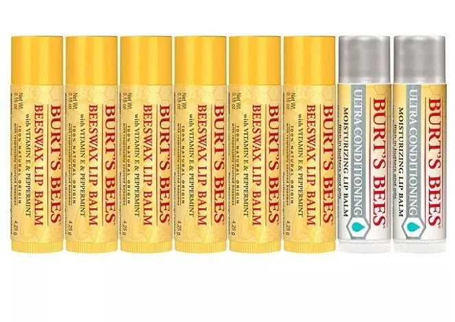 Burt's Bees 100% Natural Origin Beeswax Moisturizing Lip Balm 8 pk