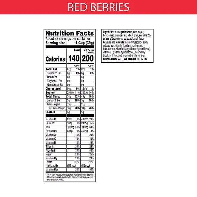 Special K Breakfast Cereal, Red Berries, 38 oz.