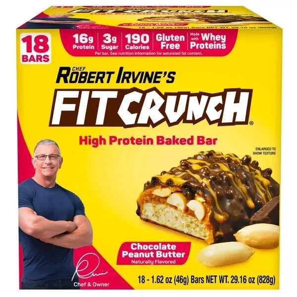 Chef Robert Irvine's FITCRUNCH High Protein Baked Bars, Variety Pack 18 ct.