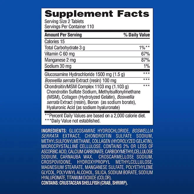 Member’s Mark Glucosamine HCl and Chondroitin/MSM Complex Tablets, 220 ct.