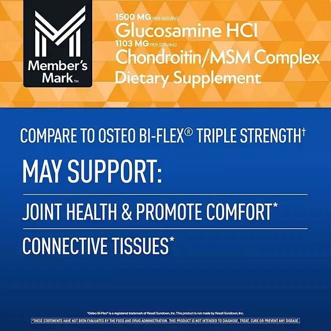 Member’s Mark Glucosamine HCl and Chondroitin/MSM Complex Tablets, 220 ct.
