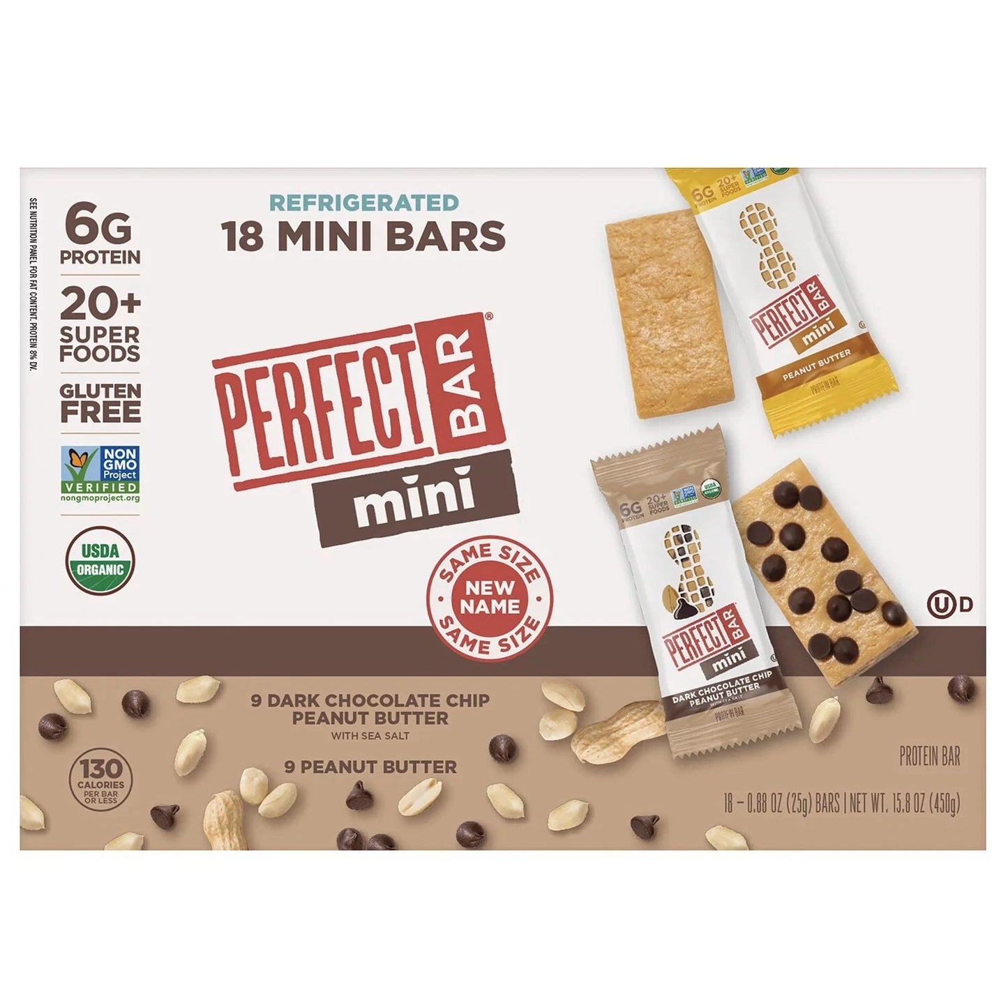 Perfect Bar Protein Bar, Peanut Butter and Chocolate Chip 18 ct.