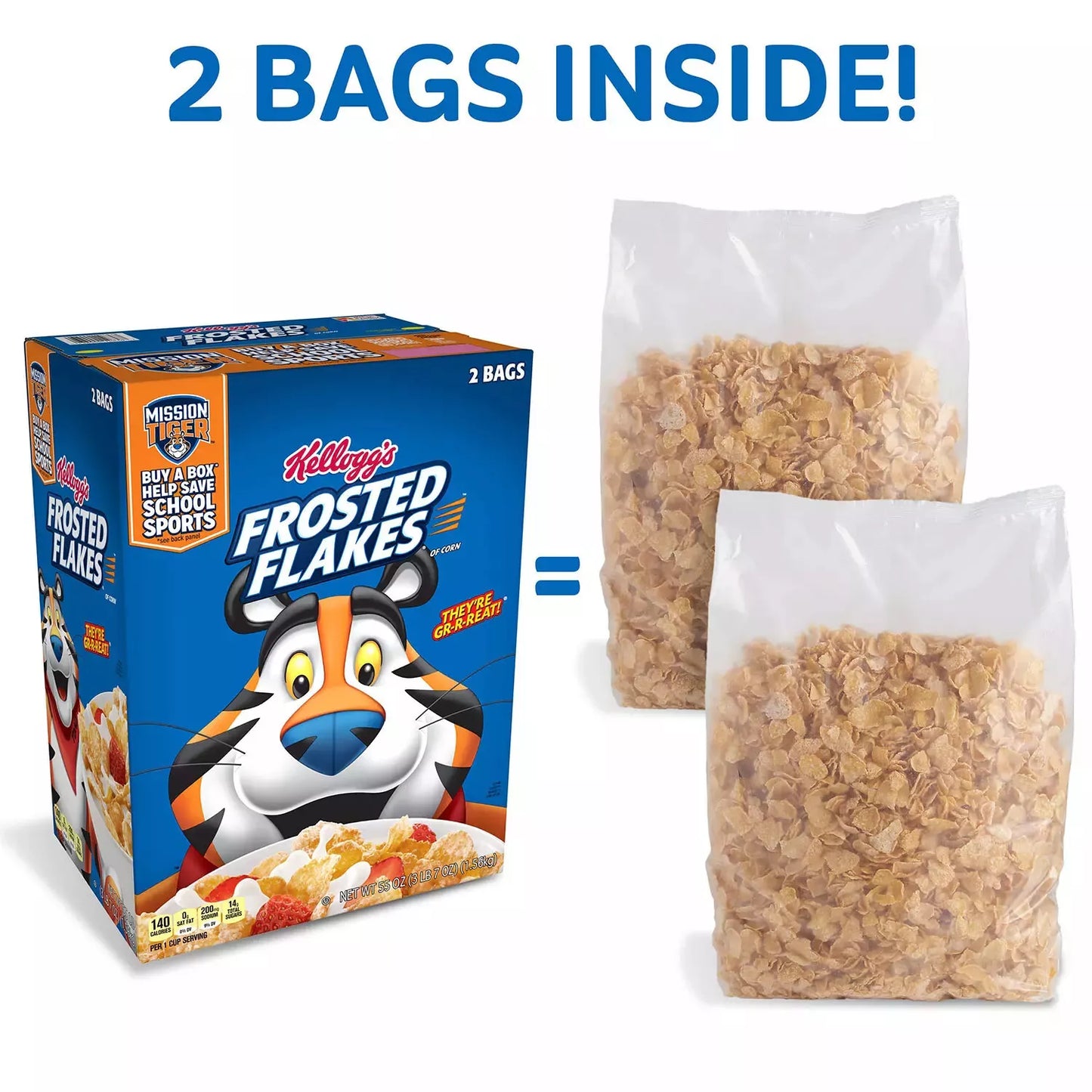 Frosted Flakes Breakfast Cereal, 55 oz.