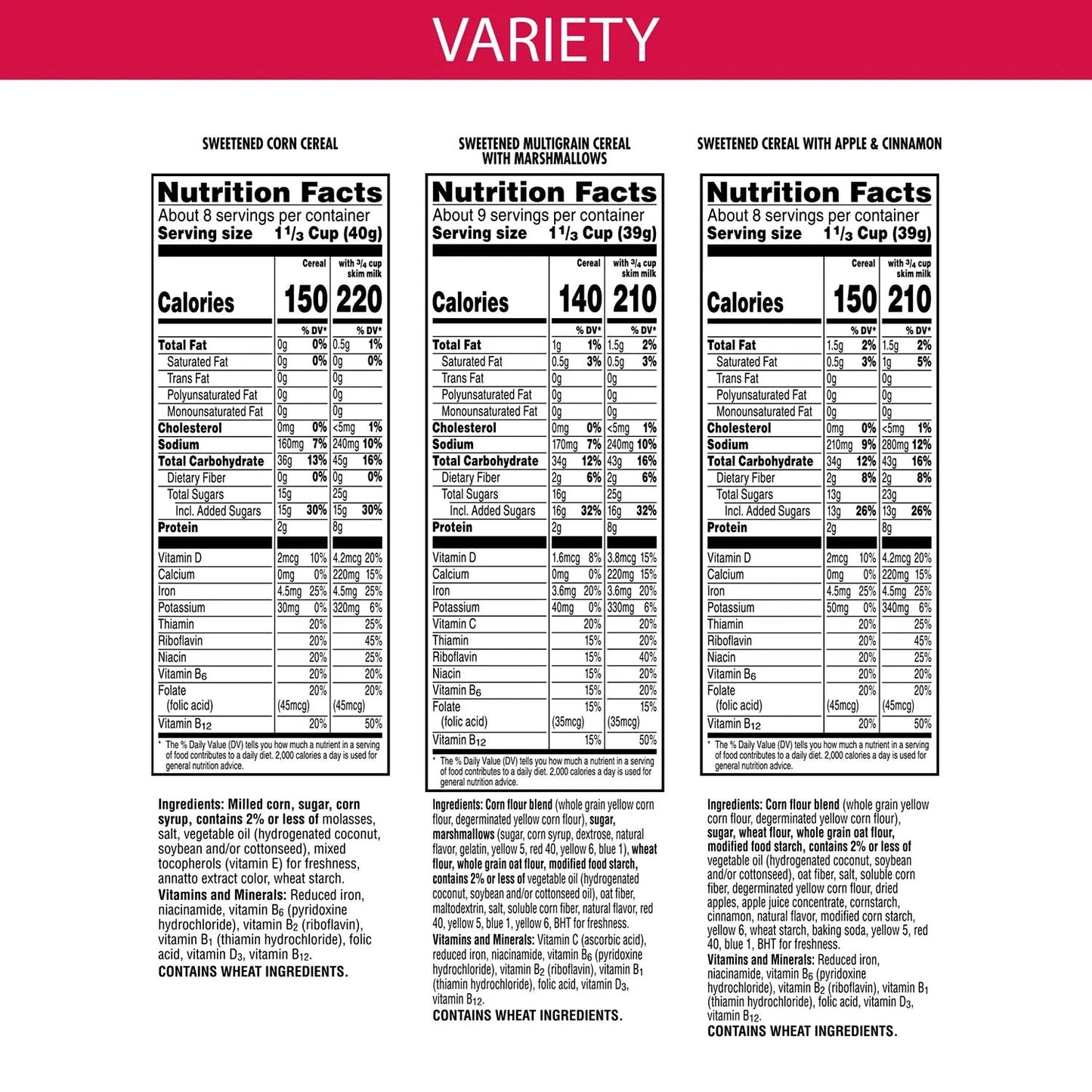 Kellogg's Cereal, Variety Pack 37.3 oz., 3 pk.