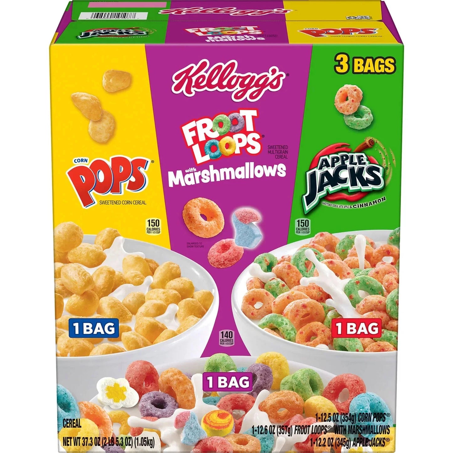 Kellogg's Cereal, Variety Pack 37.3 oz., 3 pk.