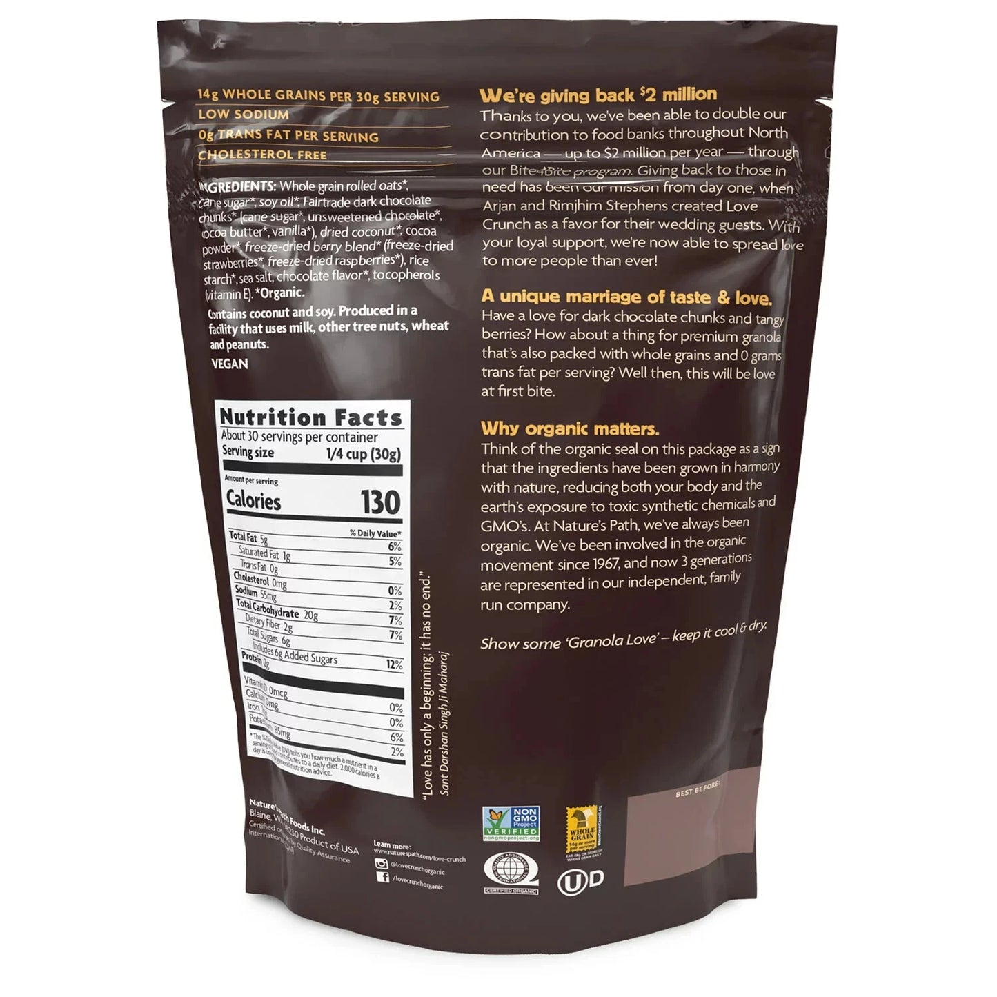 Nature's Path Love Crunch Organic Dark Chocolate & Red Berries Granola, 32 oz.