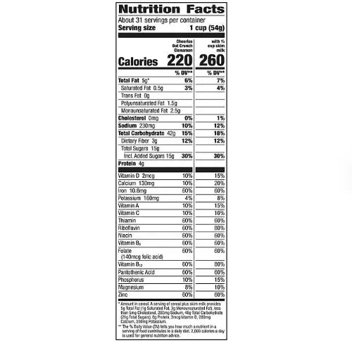 Cheerios Oat Crunch Cereal, Cinnamon, 59.5 oz