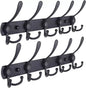 Coat Rack 16"Black Stainless-Steel Wall Mounted 5-Tri-Hook Rail Heavy Duty 2pack
