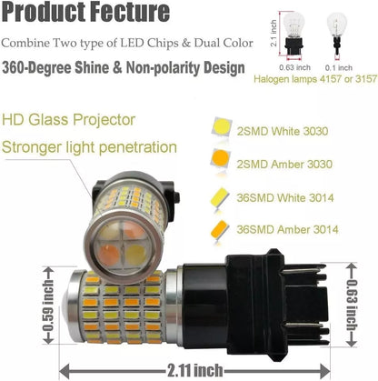 Super Bright 3157 4157 3155 3457 Switchback LED Bulbs with Projector Replacement