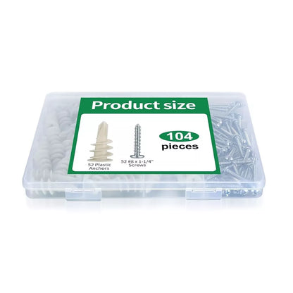104 Pcs Drywall Anchors & Screws for Strong Mounting & Hanging Solutions