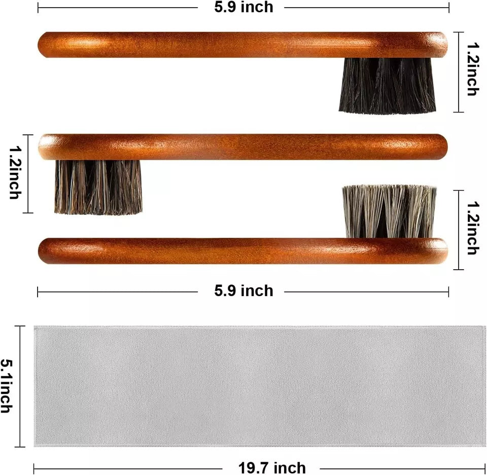 4-Piece Horsehair Shoe Brush Shine Kit, Shoe Polish Kit, Leather Shoes Boot Clea