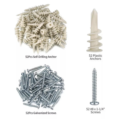 104 Pcs Drywall Anchors & Screws for Strong Mounting & Hanging Solutions