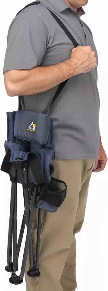 Quik-E-Seat | Portable, Folding Tripod Chair with Drink Holder and Padded