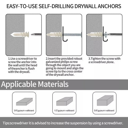 104 Pcs Drywall Anchors & Screws for Strong Mounting & Hanging Solutions