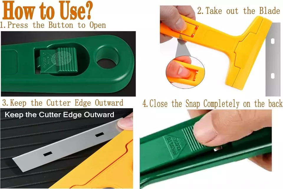 2pack Razor Blade Scraper, Industry Glass Window Scraper, Heavy Duty Cleaning.