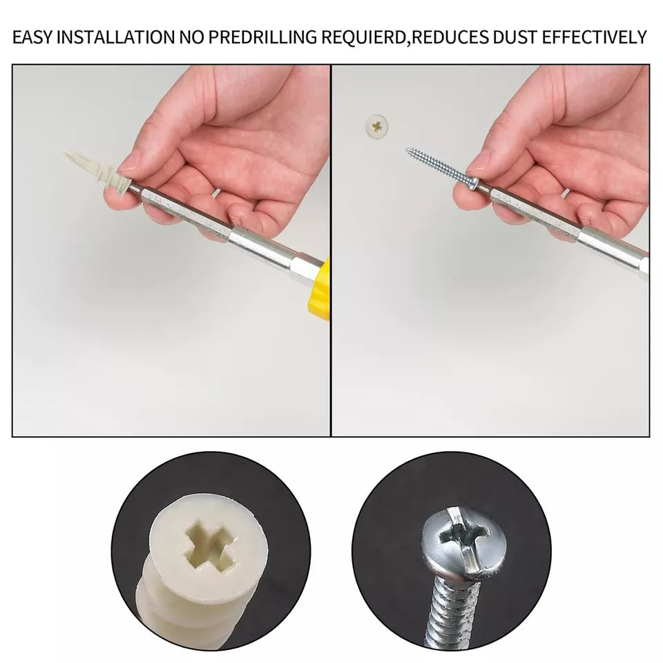104 Pcs Drywall Anchors & Screws for Strong Mounting & Hanging Solutions
