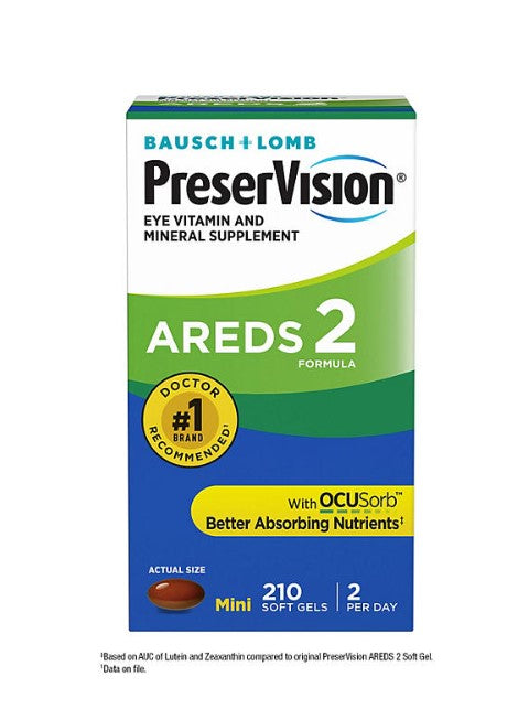 Bausch + Lomb PreserVision AREDS 2 Formula Eye Vitamin Mini Softgels 210 ct.