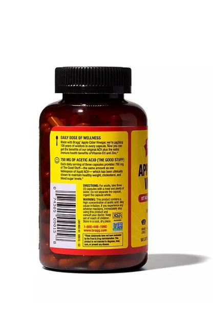 Bragg Apple Cider Vinegar 750 mg Capsules 180 ct.