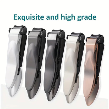 1-piece Nail Clippers for Men with Catcher -Sharp Heavy Duty Self-Collecting Nail Cutters with Ergonomic Lever Keep Fingernails