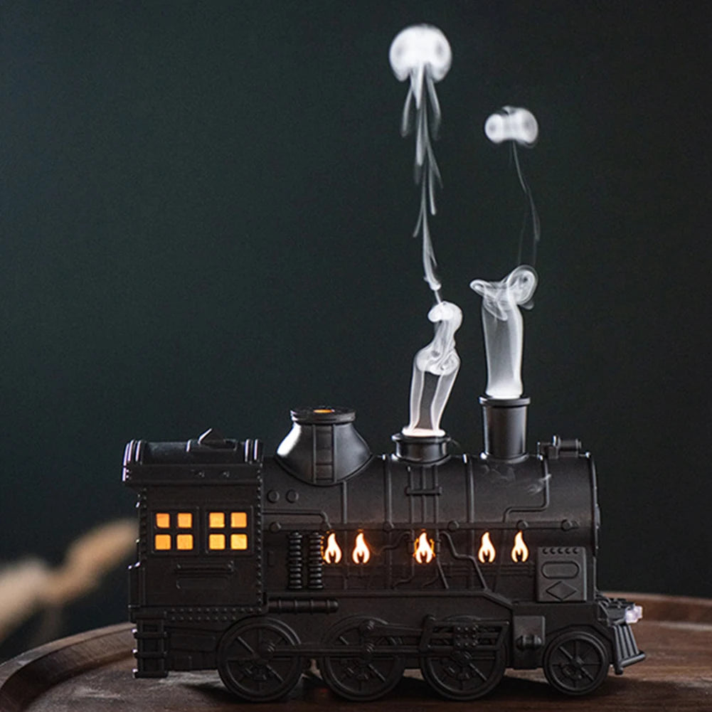 Mini Train Shape Aromatherapy Essential Oil Atomizer 300ml Ultrasonic Cool Mist Diffuser with Lamp Aroma Air Humidifier for Home
