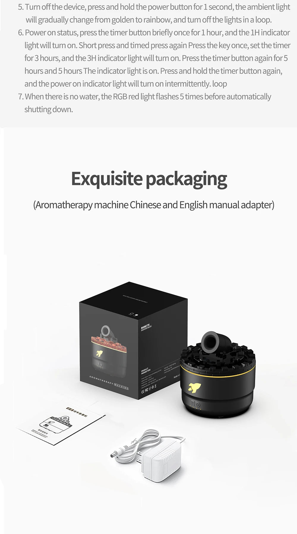 Essential Oil Diffuser Humidifier 3 Gear Timer Compact Aroma Sprayer Mini Humidifier for Yoga Bedroom Indoor Home Birthday Gift