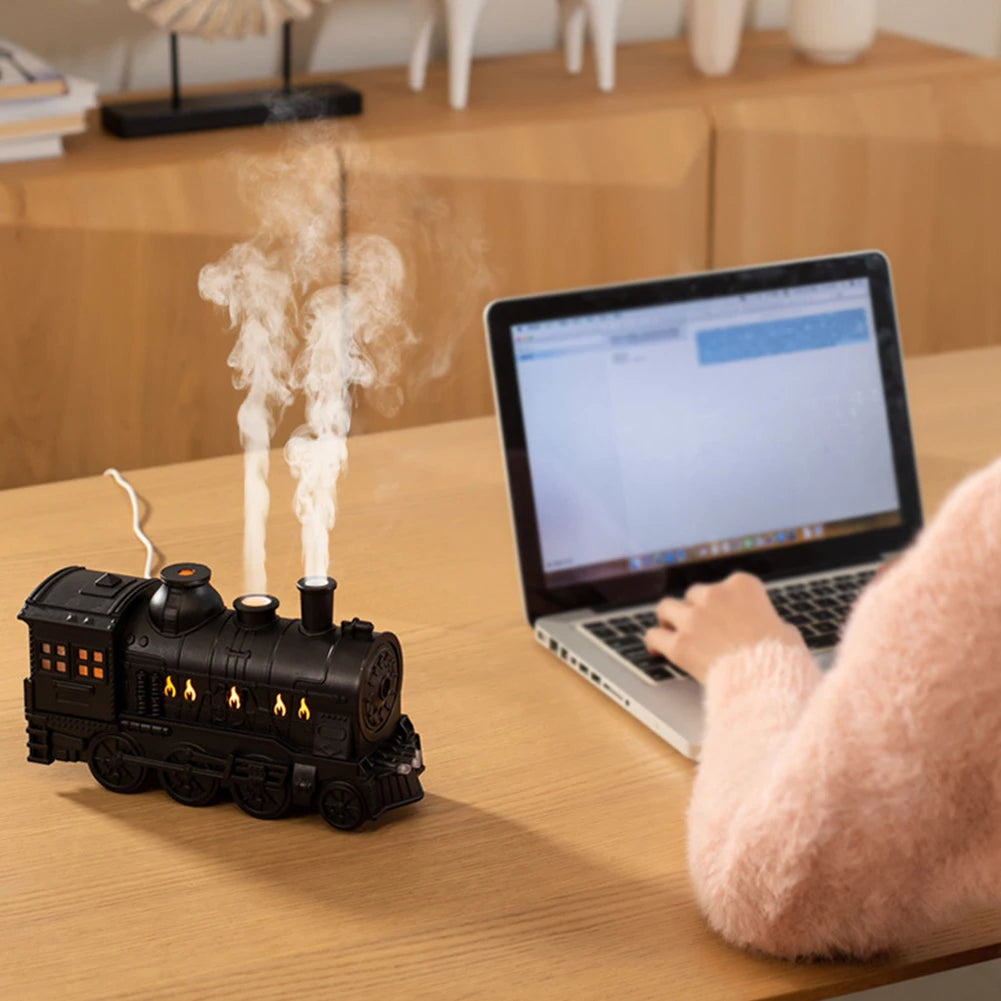 Mini Train Shape Aromatherapy Essential Oil Atomizer 300ml Ultrasonic Cool Mist Diffuser with Lamp Aroma Air Humidifier for Home
