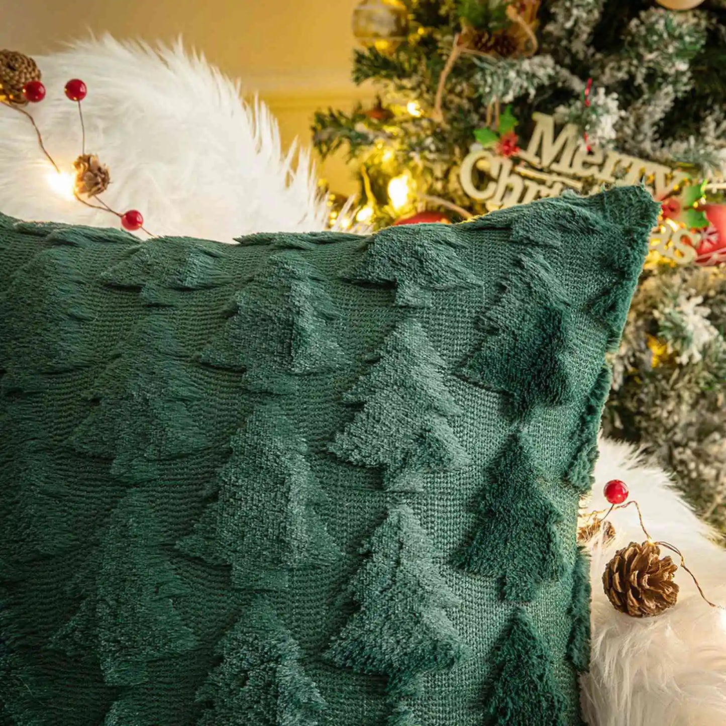 Christmas Pillow Covers for Home Decor | 18 x 18 Inches | Set of 2
