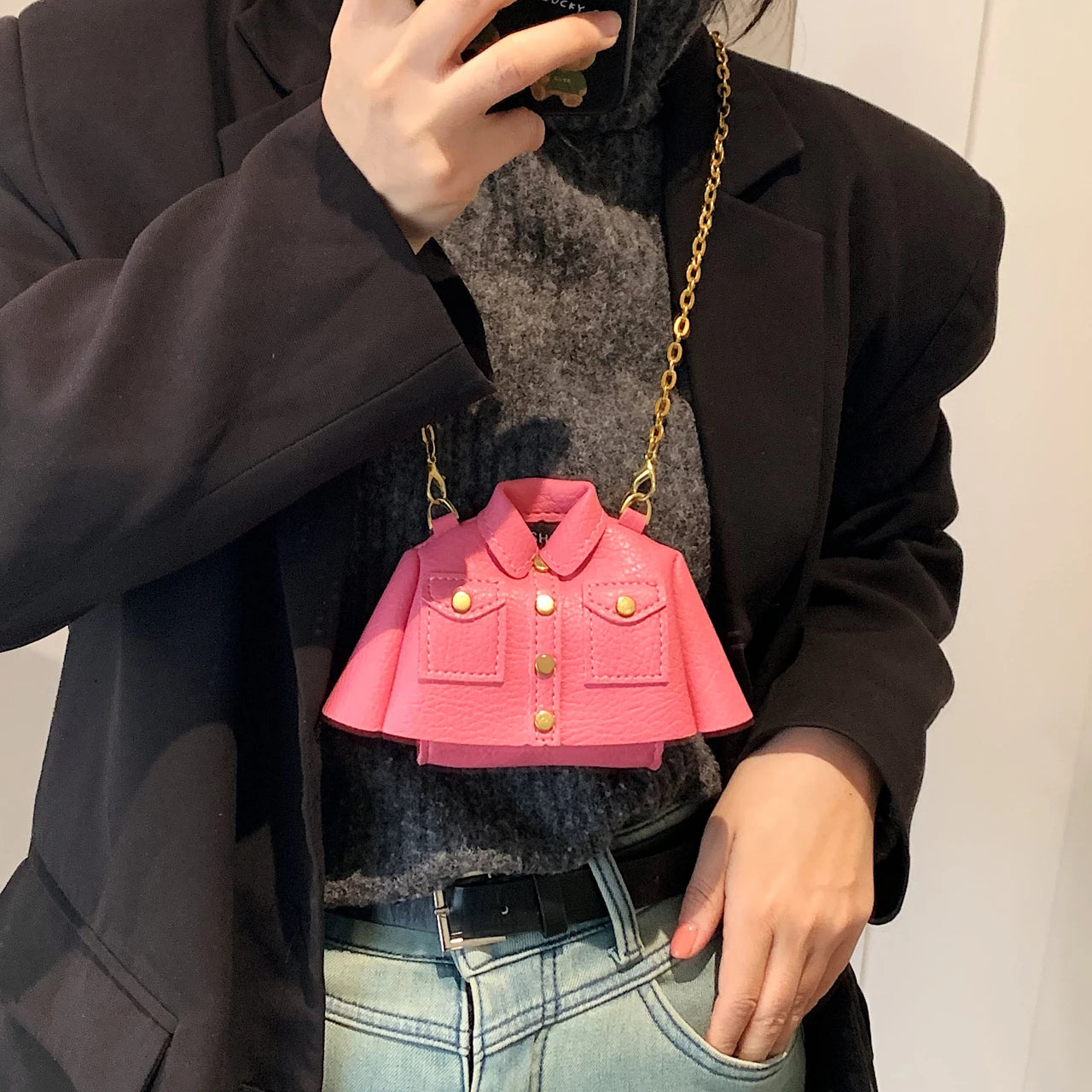 Jacket Design Women Sling Bag Purse Lipstick