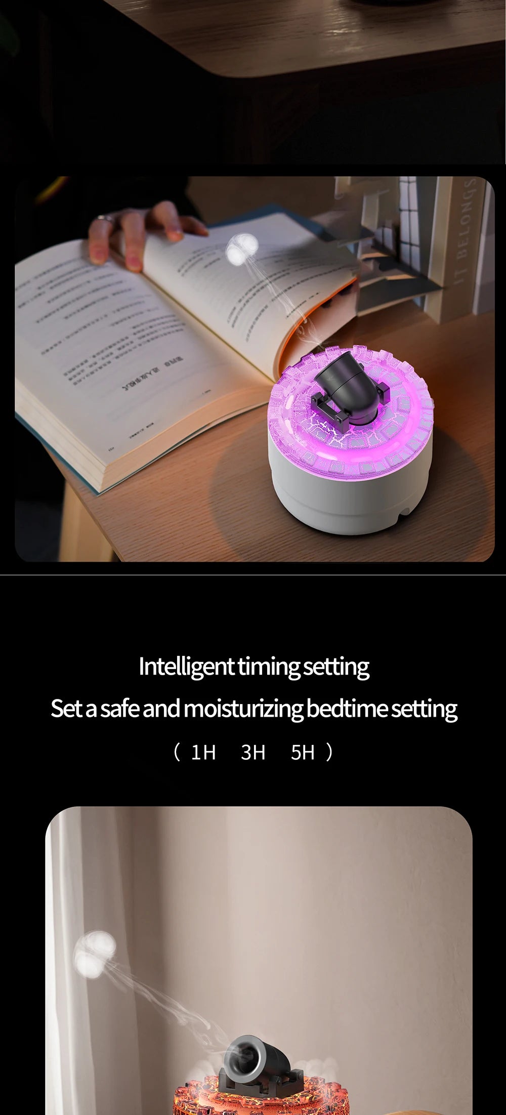 Essential Oil Diffuser Humidifier 3 Gear Timer Compact Aroma Sprayer Mini Humidifier for Yoga Bedroom Indoor Home Birthday Gift