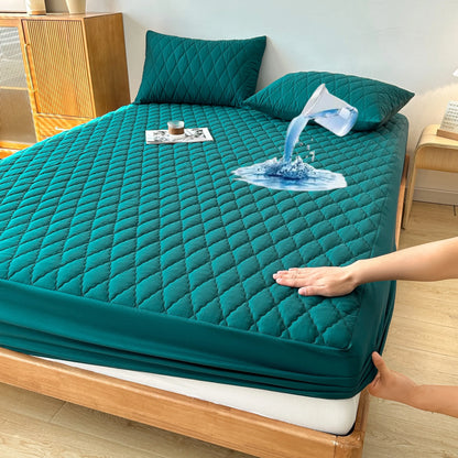 1pc Soft & Comfortable Waterproof Mattress Protector - Layered Fitted Sheet with Solid Color Bedding Design