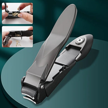 1-piece Nail Clippers for Men with Catcher -Sharp Heavy Duty Self-Collecting Nail Cutters with Ergonomic Lever Keep Fingernails