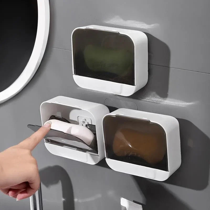 Bathroom Soap Holder Flip Lid Soap Storage Box