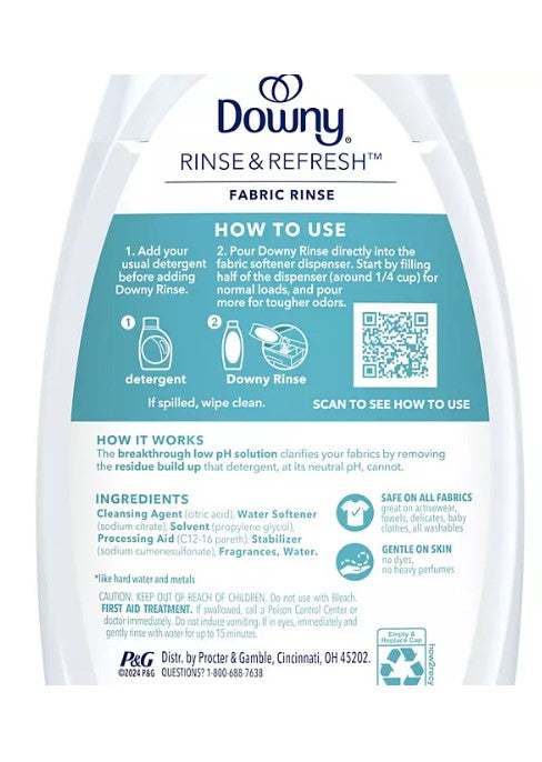 Downy Rinse & Refresh Laundry Fabric Rinse, Cool Cotton, 3 ct., 76.5 fl. oz.