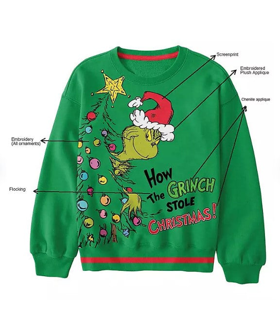 Grinch Adult Holiday Themed Sweatshirt