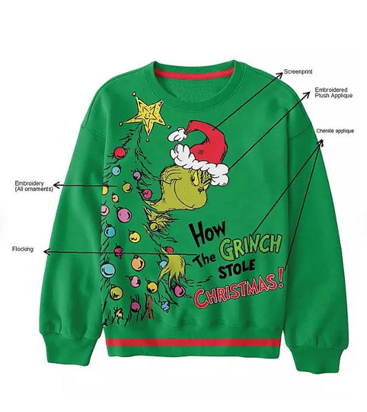 Grinch Adult Holiday Themed Sweatshirt