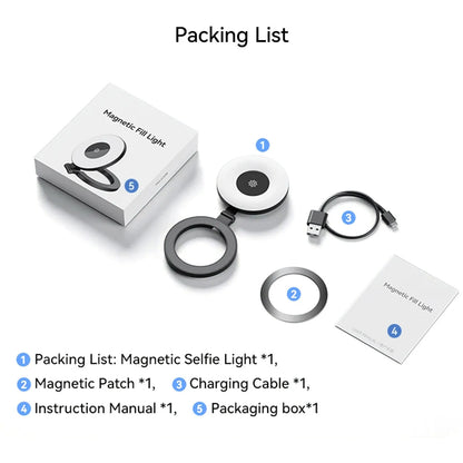 Magnetic Selfie Ring Light Smartphone Magnetic Fill Light Mini Pocket Selfie Light for iPhone XIAOMI HUAWEI SAMSUNG 2500K-9000K