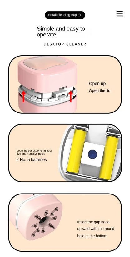 Desktop Vacuum Cleaner Wireless Handheld Mini Cleaner Keyboard Eraser Ash Electric Vacuum Cleaner Cross Border