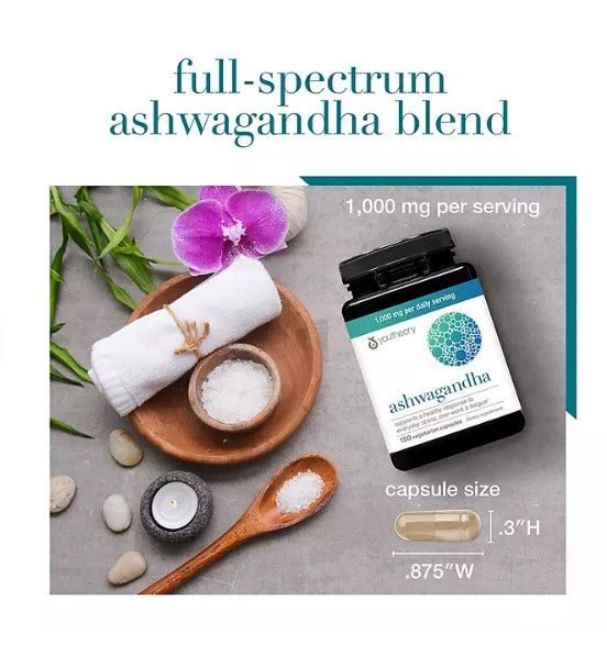 Youtheory Ashwagandha 1000 mg Vegetarian Capsules 150 ct.
