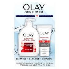Olay Facial Cleanser and Detoxifying Pore Scrub Duo Kit