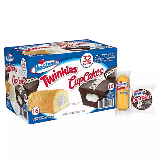 Hostess Twinkies & Cupcakes Variety Pack Snack Cakes, 32 pk.