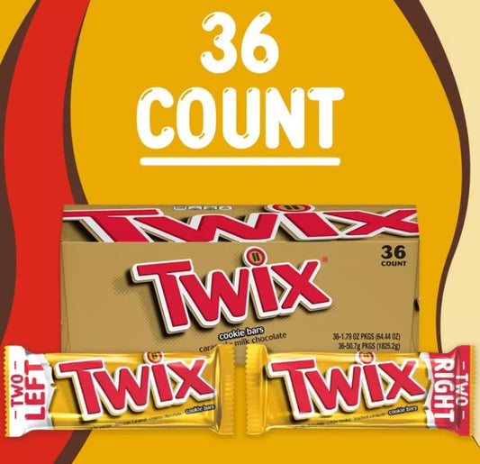 Twix Caramel Cookie Chocolate Candy Bars, Full Size, 1.79 oz., 36 pk.