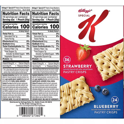 Kellogg's Special K Pastry Crisps Breakfast Bars Variety Pack, 60 pk.