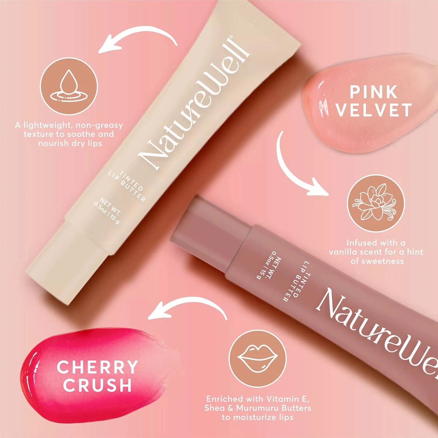 NatureWell Tinted Lip Butter, 0.50 oz., 4 pk