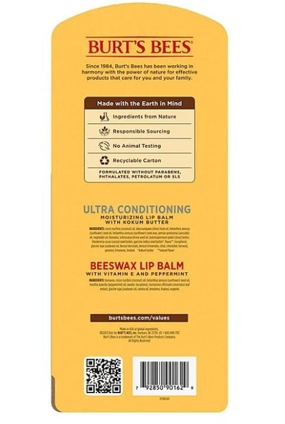 Burt's Bees 100% Natural Origin Beeswax Moisturizing Lip Balm 8 pk