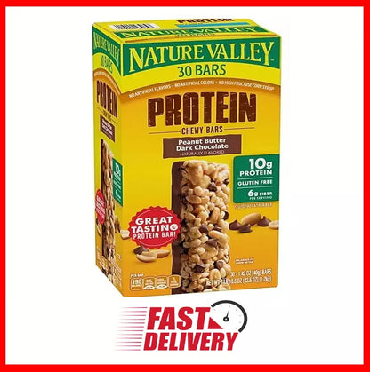 Nature Valley Peanut Butter Dark Chocolate Protein Chewy Bars, 30 ct.
